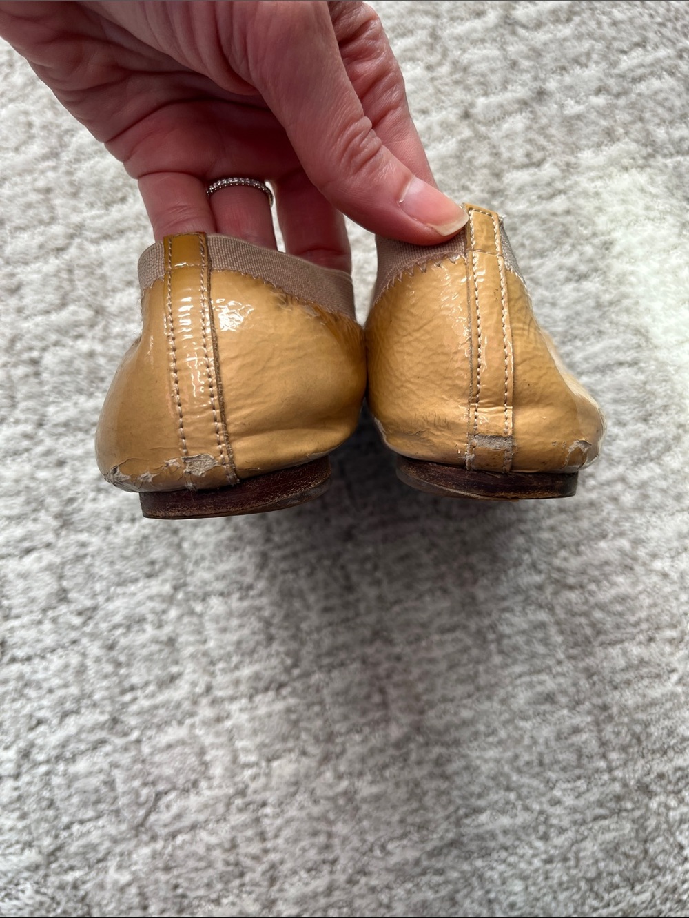 Tory Burch Patent Leather Ballet Flats Tan with Gold - Picture 4 of 5
